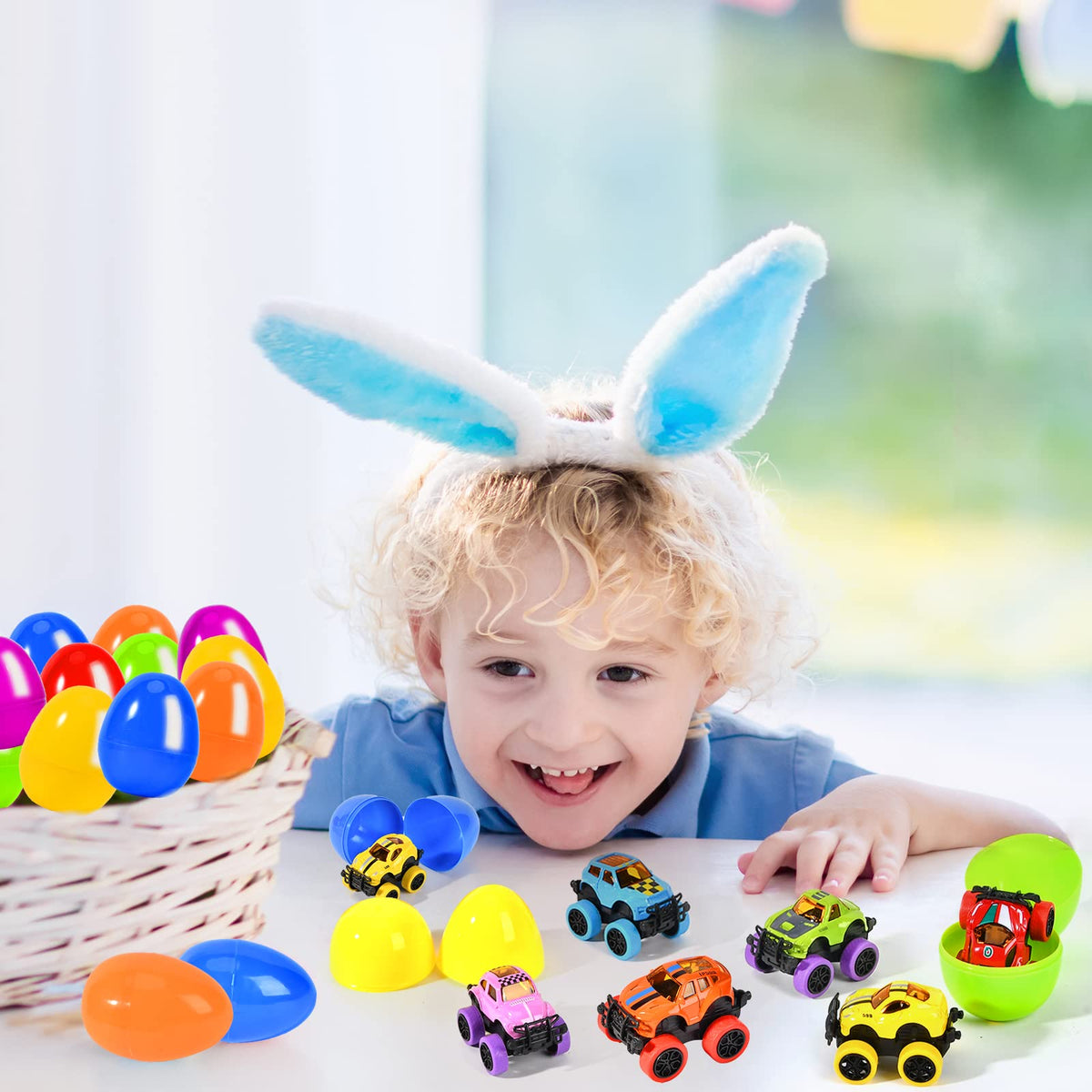 SpringFlower eight car designs in assorted colors for Easter egg hunts.