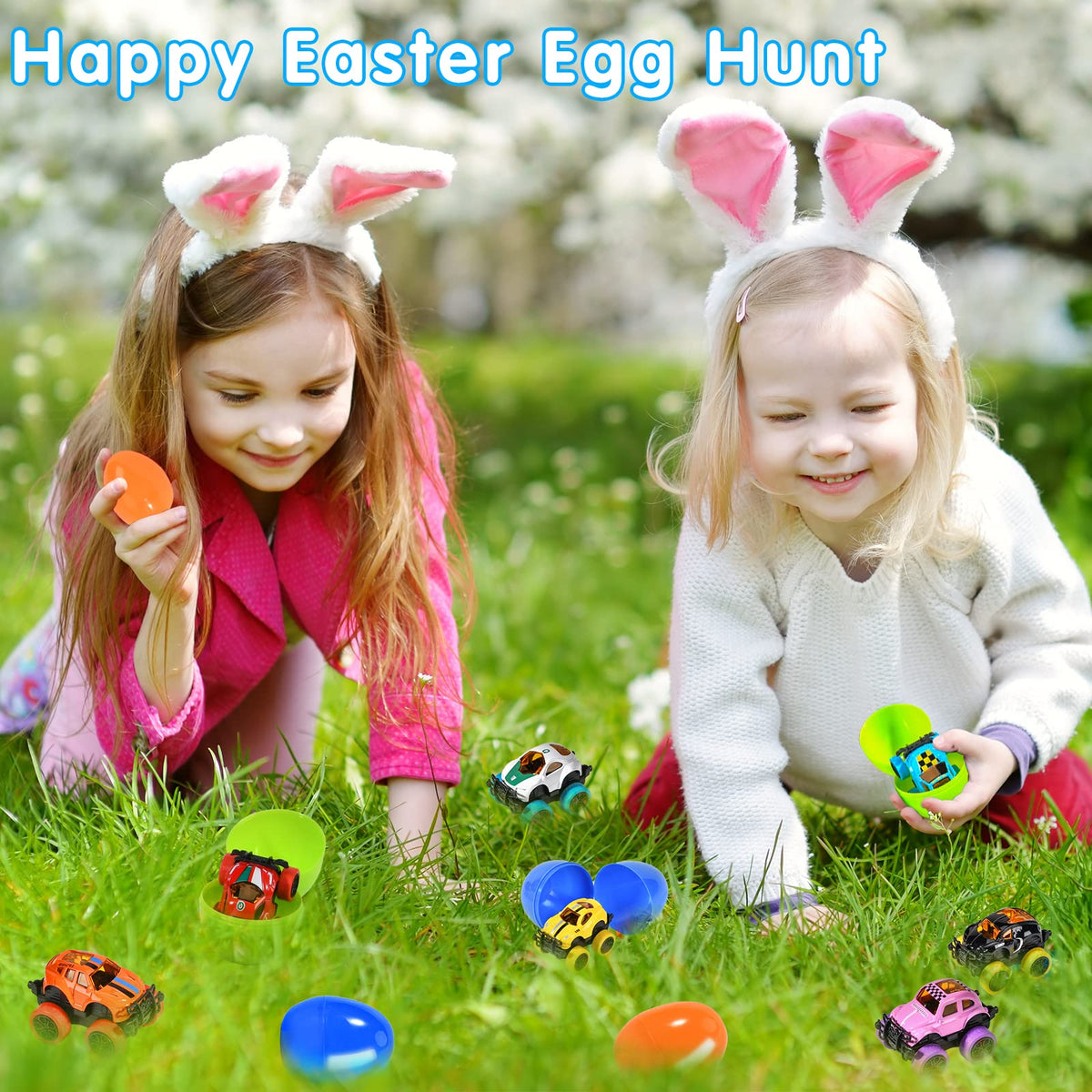 SpringFlower Easter eggs with mini cars double as classroom rewards and party favors.