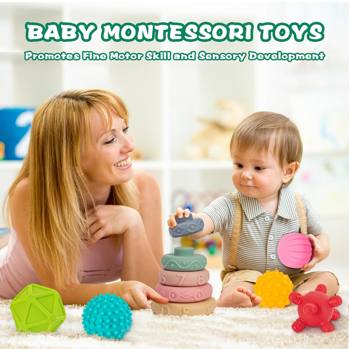 SpringFlower embossed animals and numbers encourage early recognition and sorting.