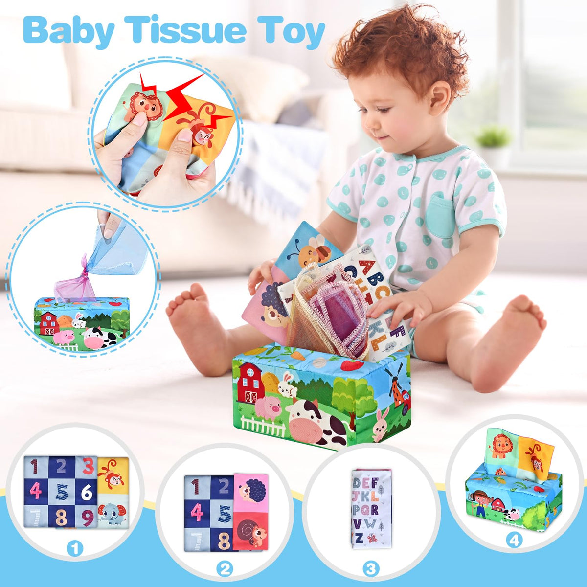 SpringFlower farm animals playset: soft, graspable figures for pretend play