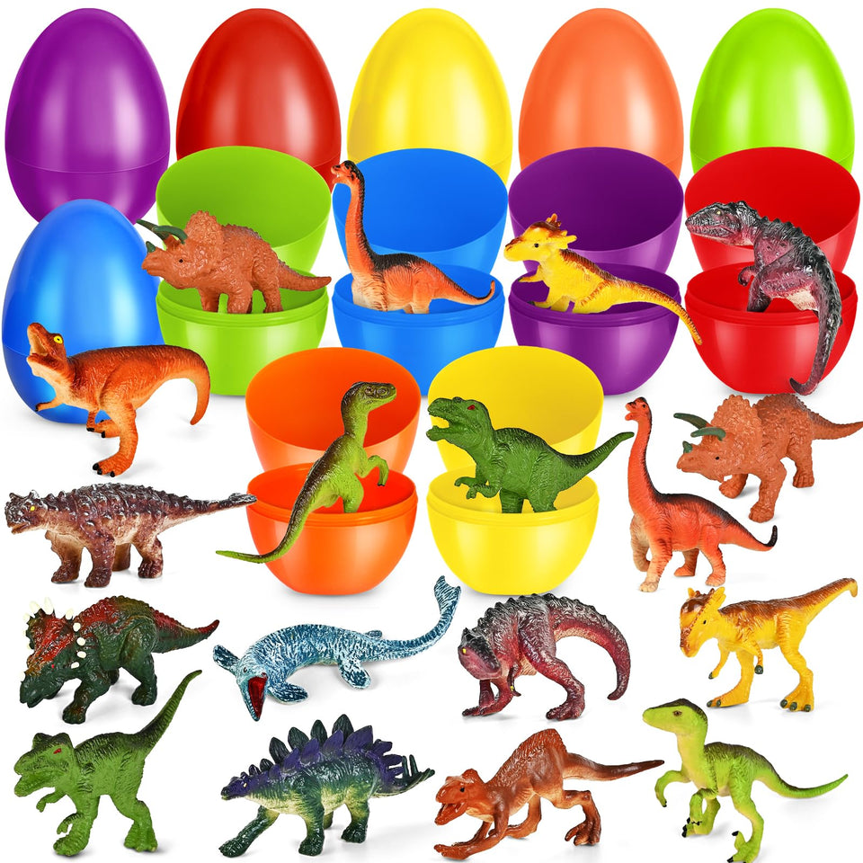 SpringFlower filled Easter egg with red dinosaur toy for exciting kid-friendly egg hunts