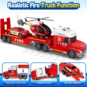 SpringFlower fire truck tailboard moves up and down for loading play.