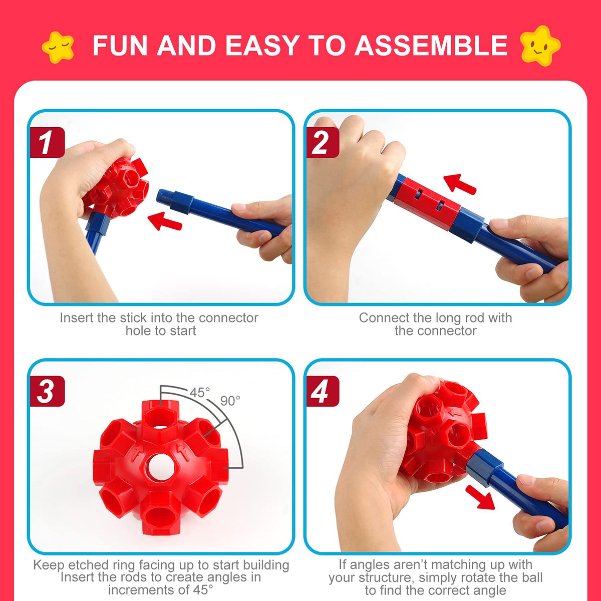 SpringFlower fort-building-kit 46 extend connectors offer flexible joints for creative fort designs.