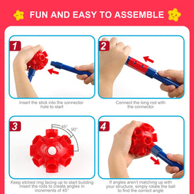 SpringFlower fort-building-kit 46 extend connectors offer flexible joints for creative fort designs.