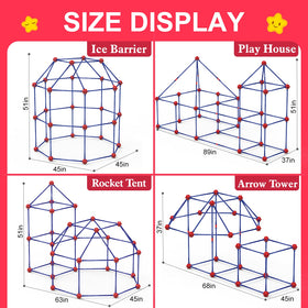 SpringFlower fort-building-kit 64 long rods provide stronger structures and wide play spaces.