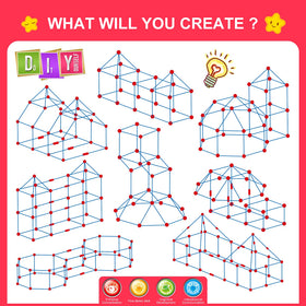 SpringFlower fort-building-kit total 140 pieces for multiple forts and group play.