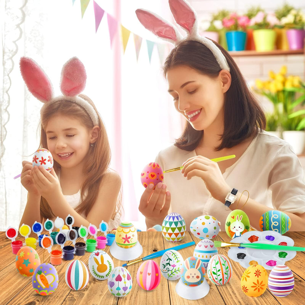 SpringFlower Egg hanging ropes and drilled eggs enable quick, stylish Easter displays.