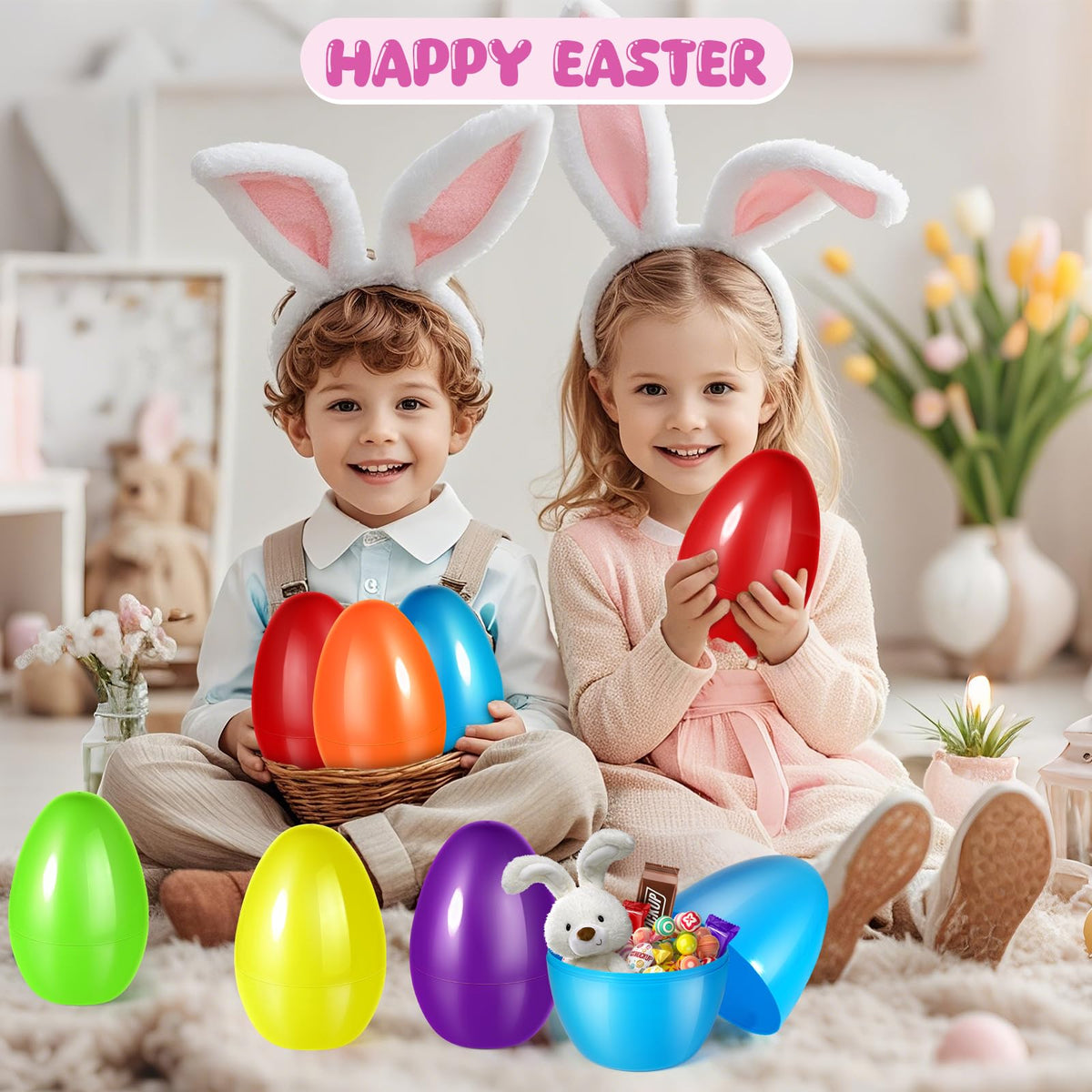 SpringFlower jumbo Easter egg light purple designed for big fillable decor and play