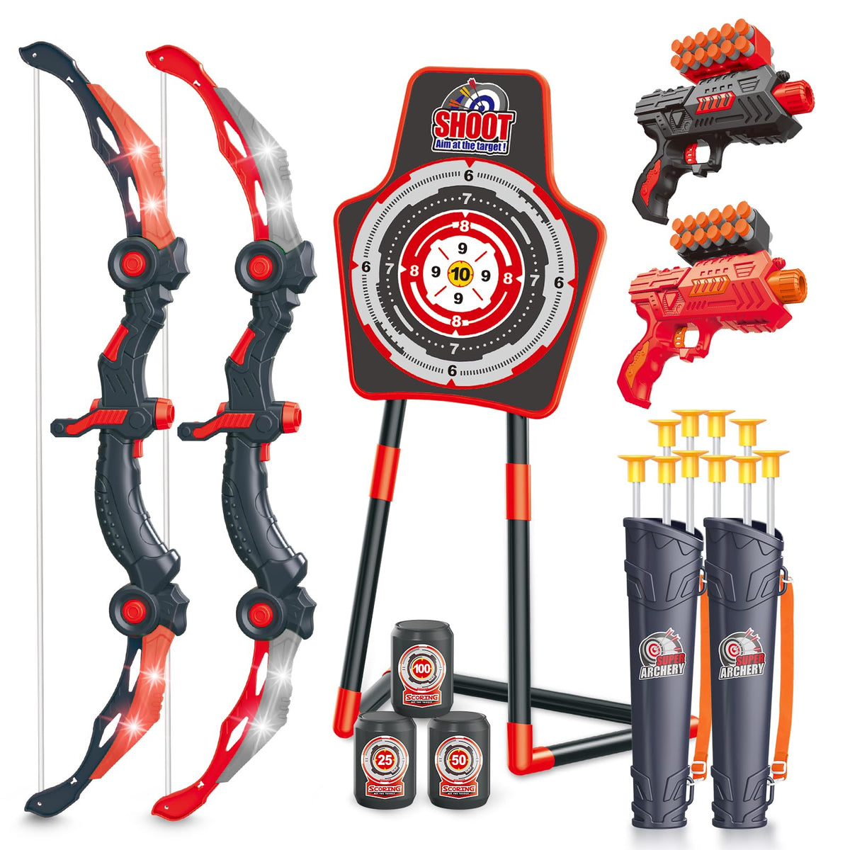 SpringFlower LED bow and arrow set for night practice