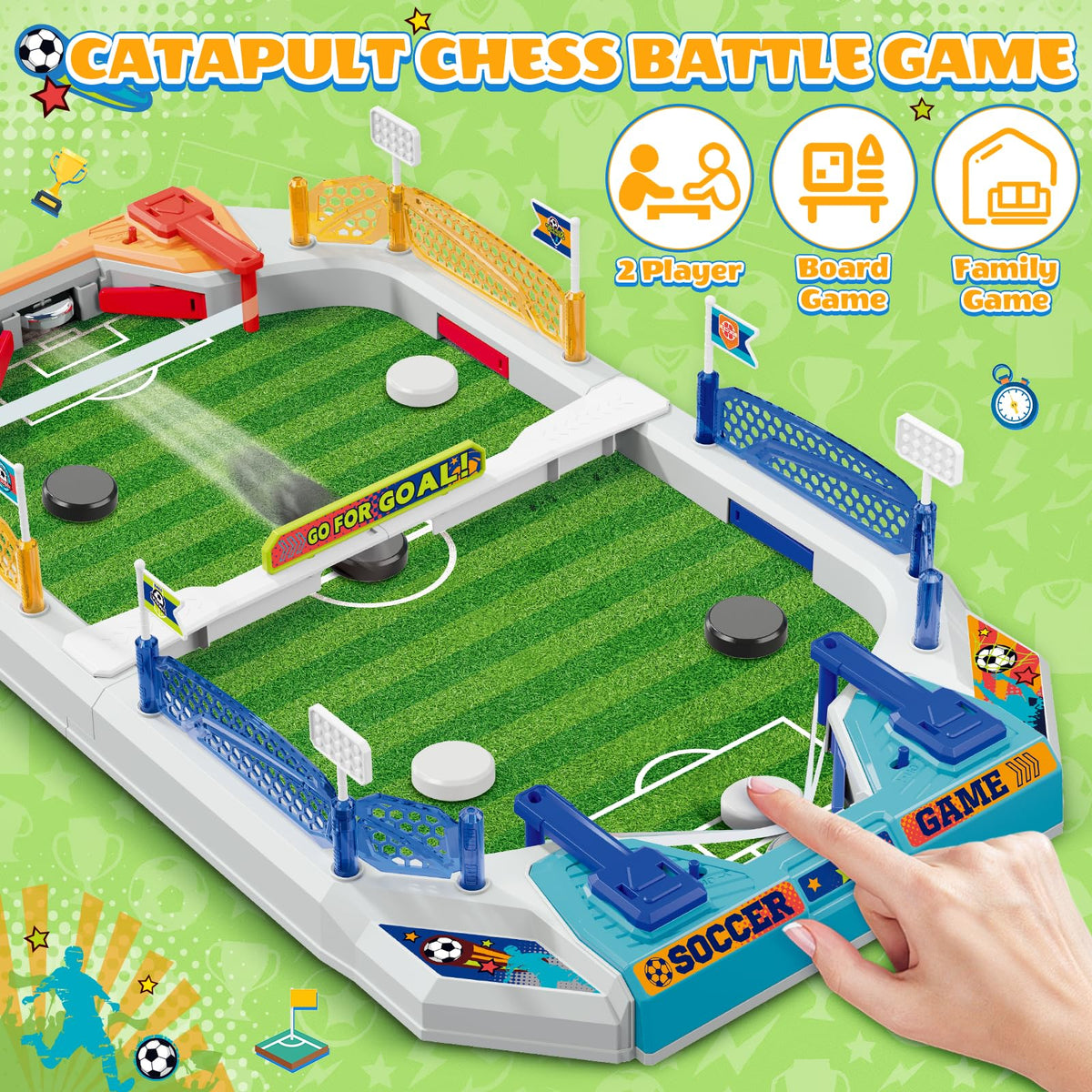 SpringFlower mini foosball controls close-up reveals responsive buttons for realistic ball movement.