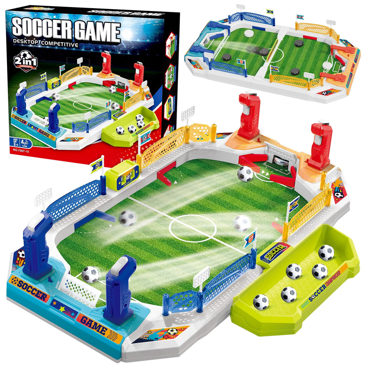 SpringFlower mini foosball table front view highlighting durable kids-friendly design for ages 4-12.