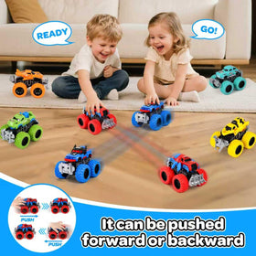 SpringFlower monster truck green side view supports racing and creative play.