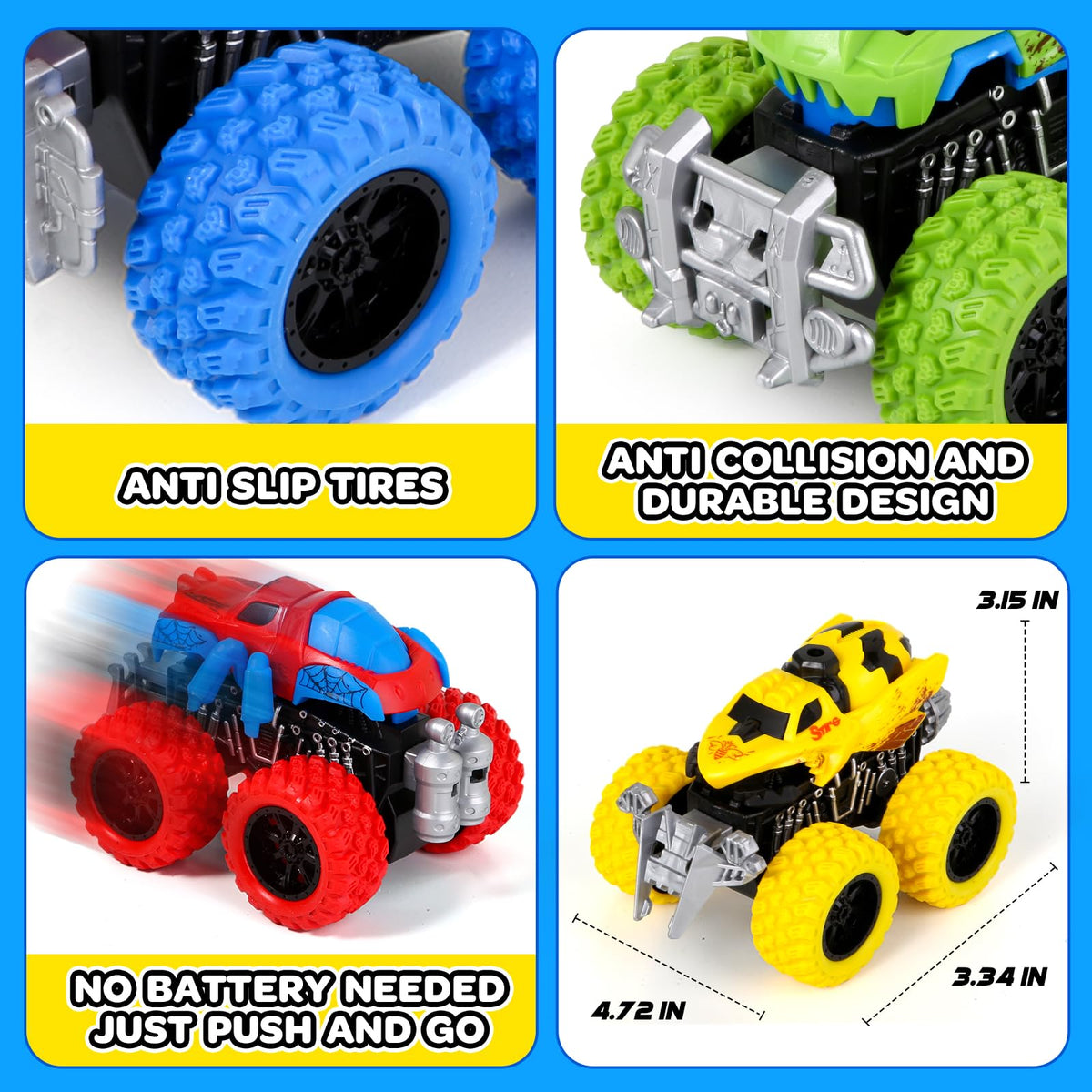 SpringFlower monster truck red side view for fast action play.