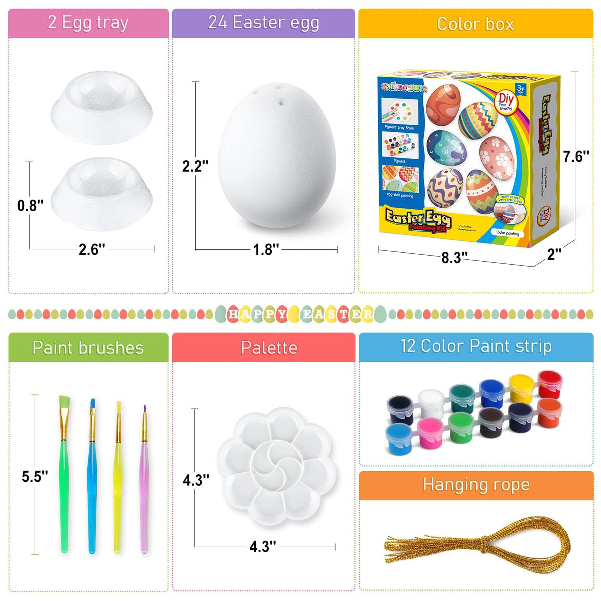 SpringFlower 12-color paint strip for vibrant, kid-friendly DIY designs.
