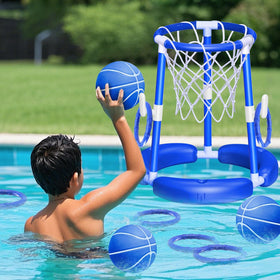 SpringFlower pool basketball hoop enables floating water play and family fun.