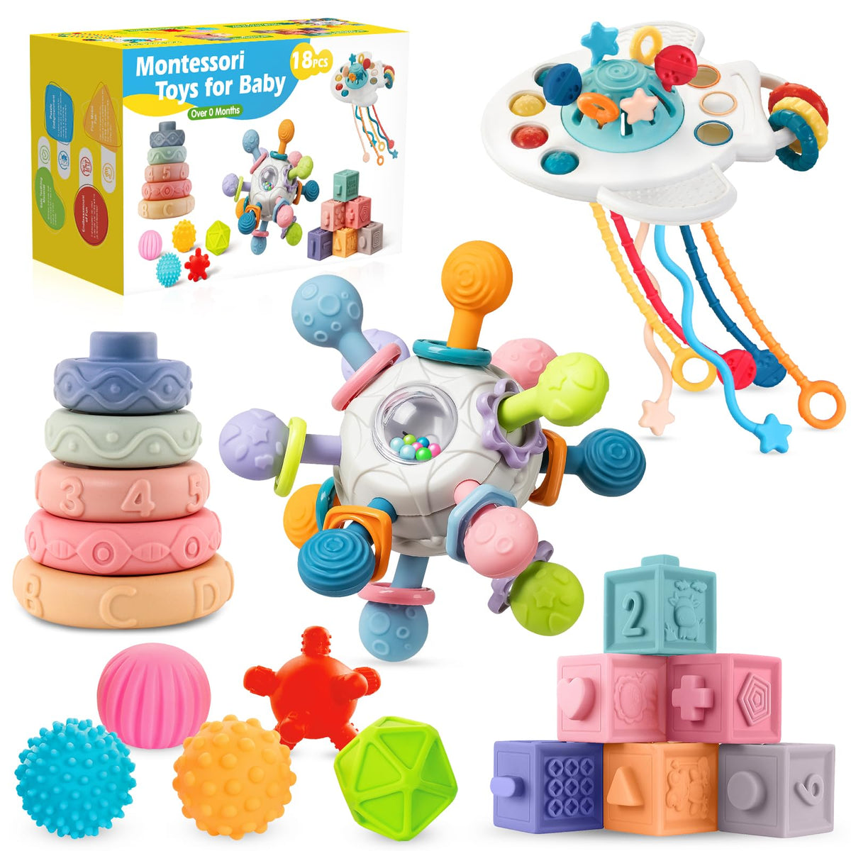 SpringFlower soft-blocks for babies 6-12 months support motor skills