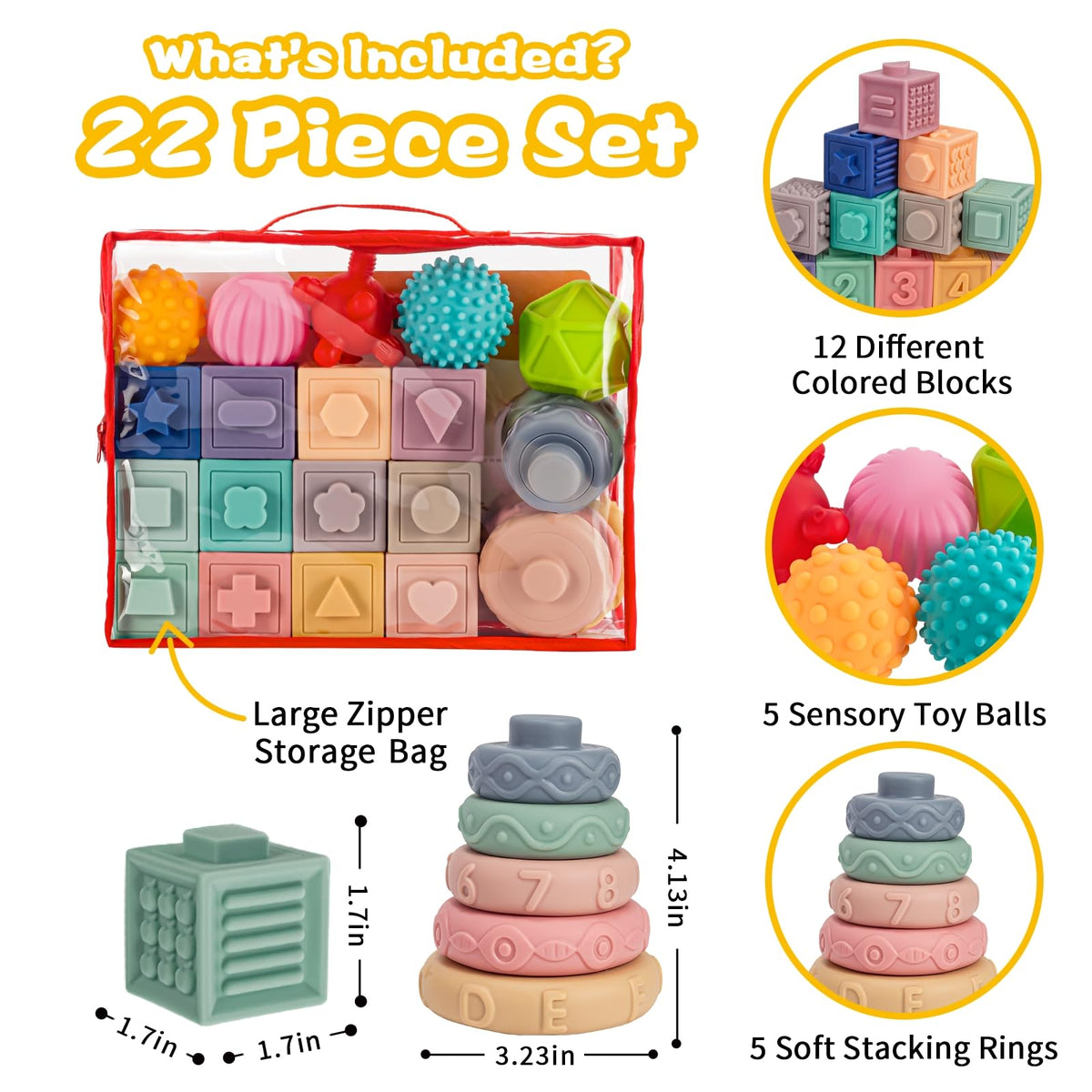 SpringFlower soft sensory rings promote safe teething and grip.