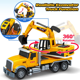SpringFlower toy truck with 360° rotating excavator arm for realistic movements