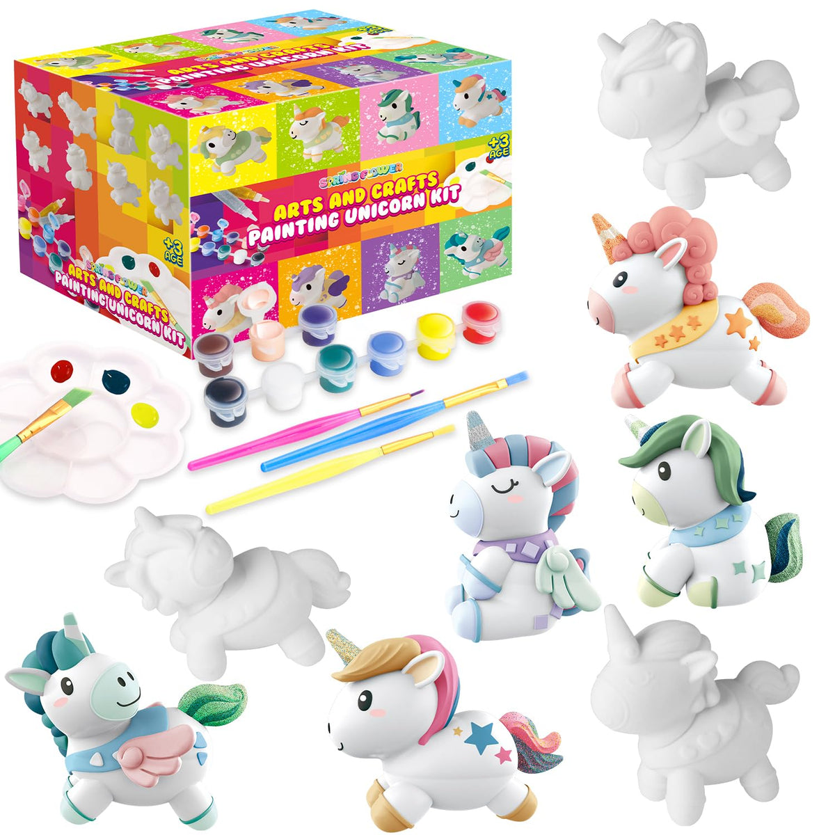 SpringFlower unicorn figures ready for colorful painting and imaginative play