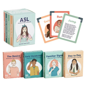 Springtime Education ASL flash cards cover page with vibrant visuals for beginners