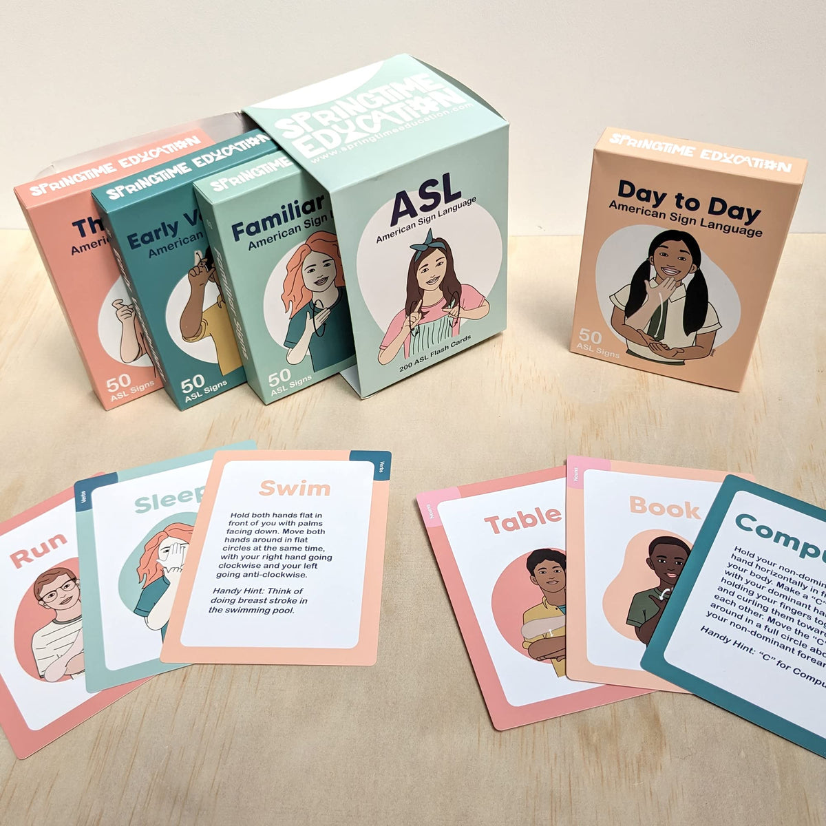 Springtime Education ASL flash cards familiar signs pack covers common gestures for quick practice