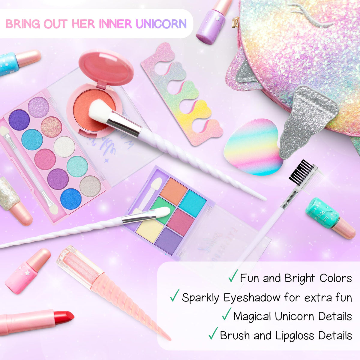 Sprinkles Toyz Unicorn Purse Makeup Kit adds portability for on-the-go pretend play