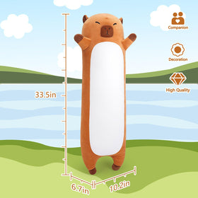 Sprinqdawin capybara plush measures 33.5 inches for cozy lounging.