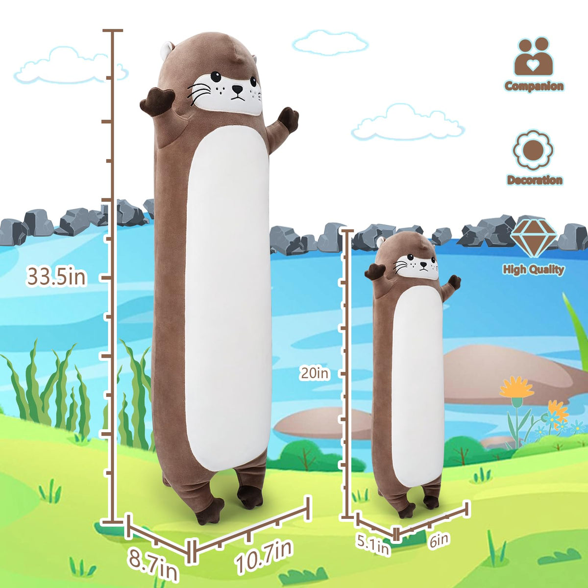 Sprinqdawin kawaii otter plush shown as a decorative 33.5-inch companion.
