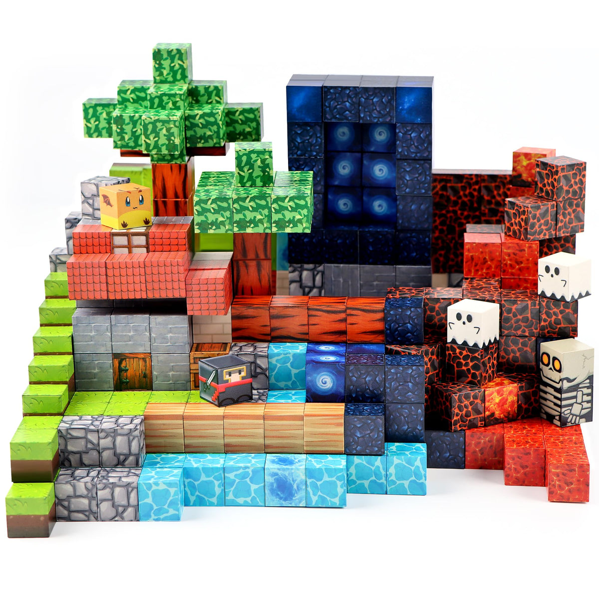 SPRSHY magnetic building blocks forming an adventure scene to spark creativity