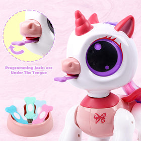 SPRSHY pink music-playing unicorn for storytelling sessions