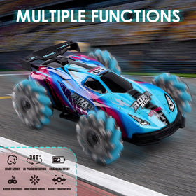 SPRSHY stunt car spray and LED lights enhance colorful nighttime action
