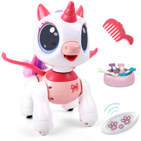 SPRSHY remote control unicorn pink front view boosts imaginative play
