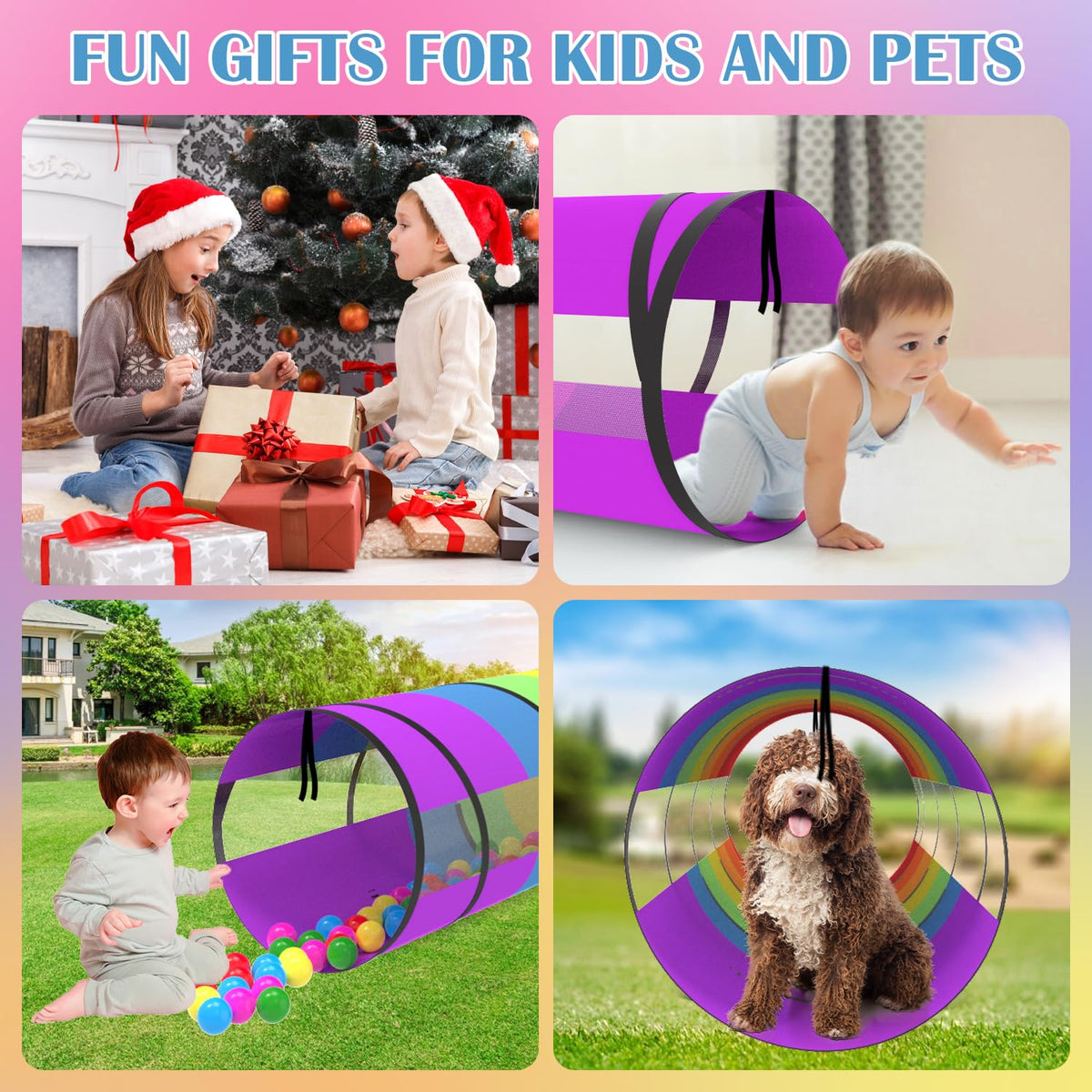 SPXKD 70x21 inch tunnel creates a private crawl space for kids and pets