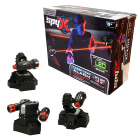 SpyX Lazer Trap Alarm setup showing a ready-to-deploy barrier for quick spy missions