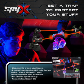 SpyX Lazer Trap Alarm trio pieces enabling a customizable mini trap setup