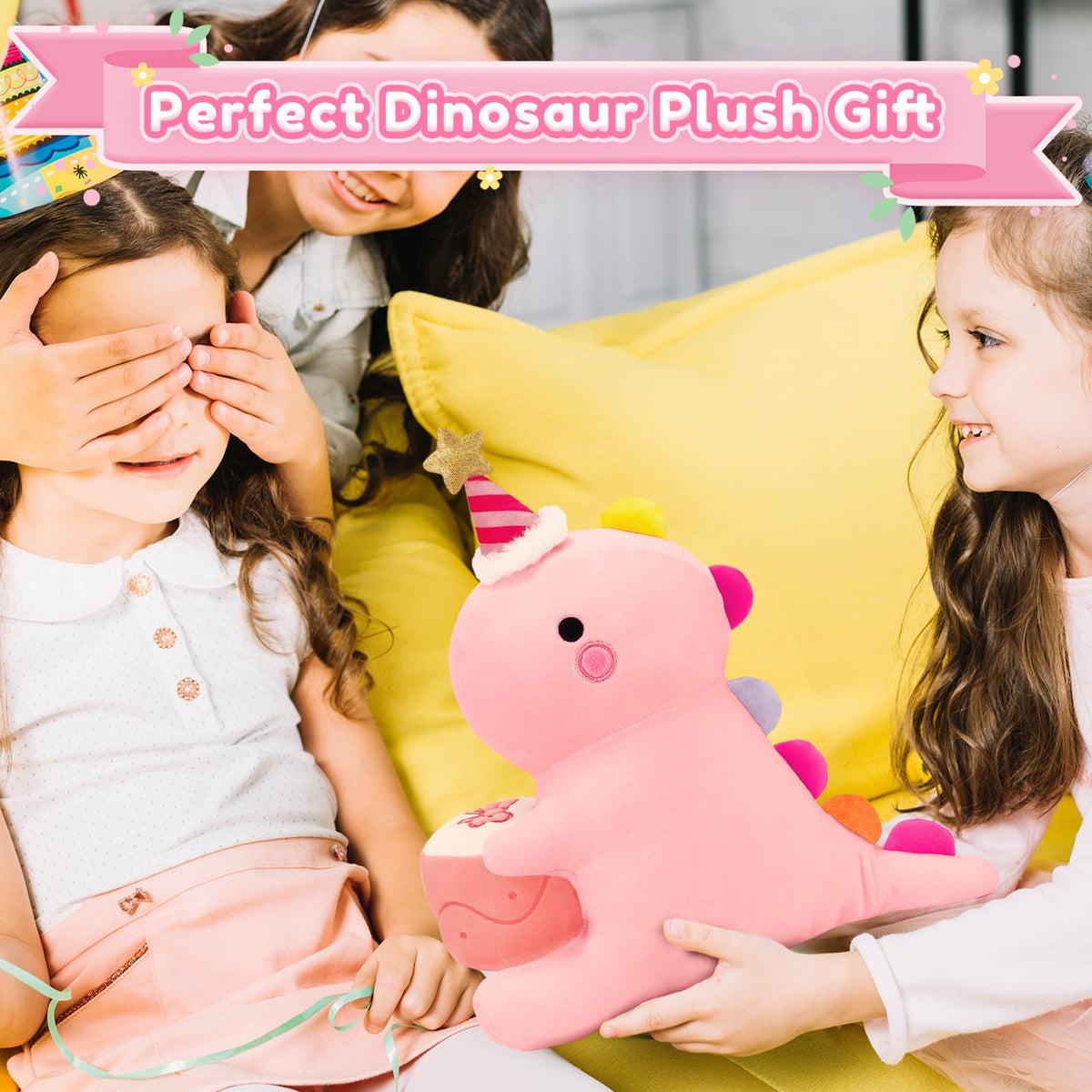 SQEQE pink dino plush ideal for cuddles at night.