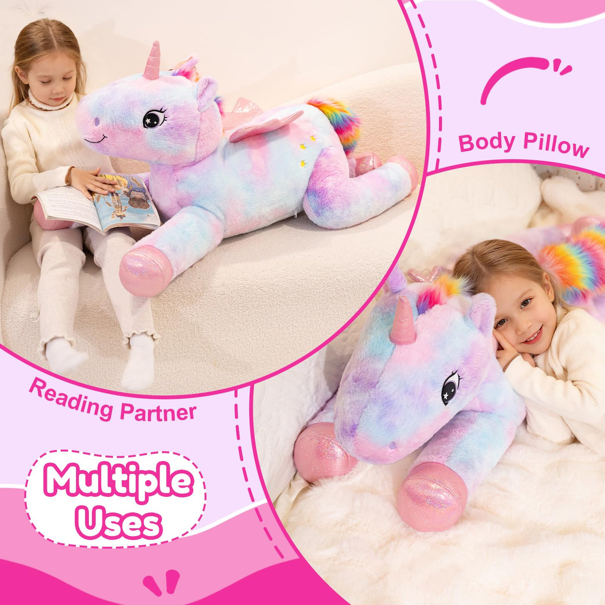 SQEQE unicorn plush suitable for nursery decor and bedtime routines.