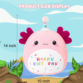 SQEQE Axolotl plush belly embroidery displays HAPPY BIRTHDAY