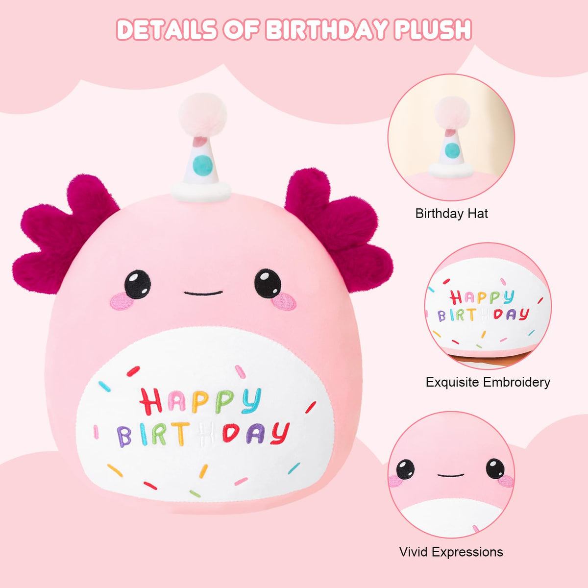 SQEQE Axolotl plush face detail adds charm to shelves