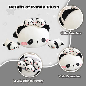 SQEQE panda mommy belly open delivery reveals four babies for imaginative play.