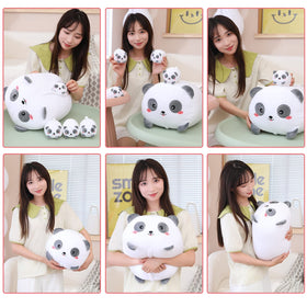 SQEQE Panda Mommy plush material close-up, highlighting ultra-soft, skin-friendly fabric.