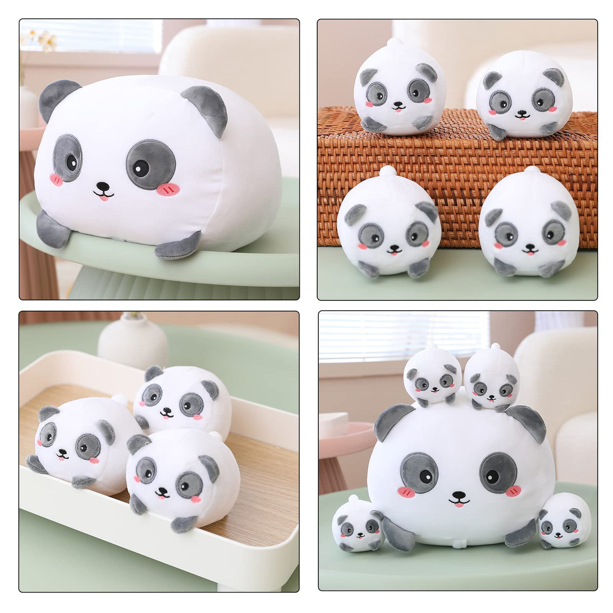 SQEQE Panda Mommy tummy opening with removable babies, ideal for imaginative play.
