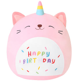 SQEQE pink caticorn plush face, soft cuddle buddy for kids
