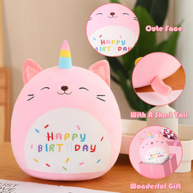 SQEQE pink caticorn plush front view, kawaii home decor