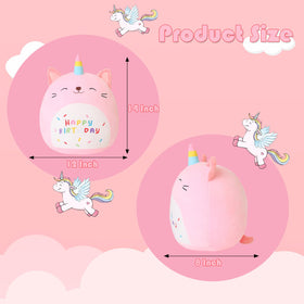 SQEQE pink caticorn plush side view, cozy bedtime companion