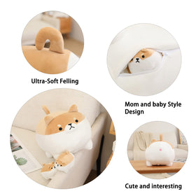 SQEQE Shiba Inu baby plush out of mommy's tummy for gentle storytelling moments.