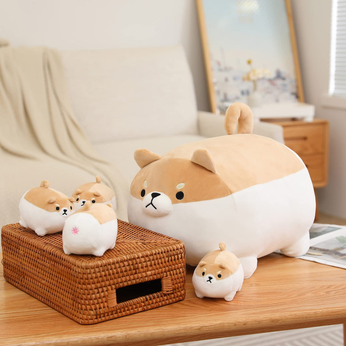 SQEQE Shiba Inu baby plush out of mommy's tummy ready for cuddles and naps.