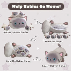 SQEQE plush zipper opening on mommy's tummy for easy baby retrieval