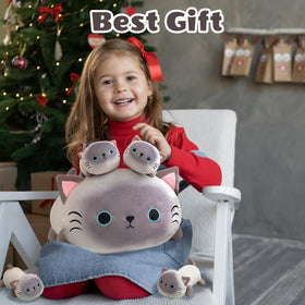 SQEQE Siamese cat with 4 removable babies for interactive storytelling