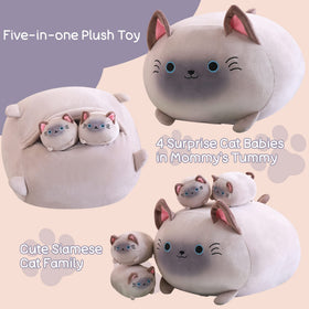 SQEQE Siamese Cat Plush vacuum-packed packaging showing initial deformations.